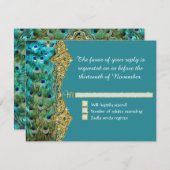 Art Deco Peacock Glam Old Hollywood Wedding RSVP (Vorne/Hinten)