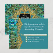 Art Deco Peacock Glam Old Hollywood Wedding RSVP Karte (Vorne/Hinten)