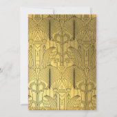 Art Deco Peacock Gold & Black Wedding Einladung (Rückseite)