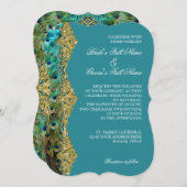 Art Deco Peacock Gold Glitzer Old Hollywood Gatsby Einladung (Vorne/Hinten)