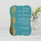 Art Deco Peacock Gold Glitzer Old Hollywood Gatsby Einladung (Stehend Vorderseite)