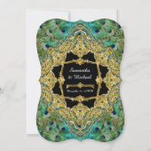 Art Deco Peacock Gold Glitzer Old Hollywood Gatsby Einladung (Rückseite)