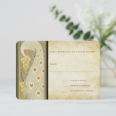 Art Deco Peacock RSVP Karte (Stehend Vorderseite)