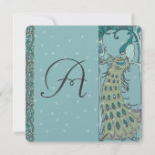 Art Deco Peacock Save the Date Einladungen (Rückseite)