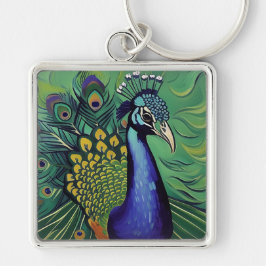 Art Deco Peacock Schlüsselanhänger
