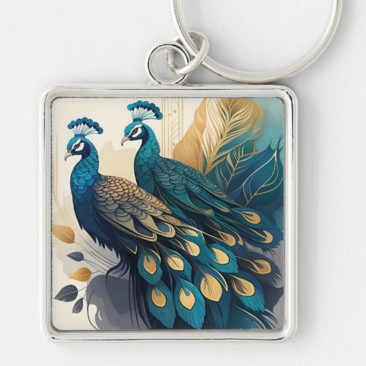 Art Deco Peacock Schlüsselanhänger (Vorne)