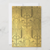 Art Deco Peacock Speak Easy Party Gold & Black Einladung (Rückseite)