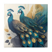 Art Deco Peacocks Fliese (Vorderseite)