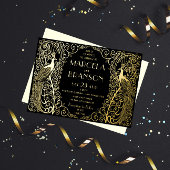 Art Deco Peacocks Wedding Gold Foil Einladung