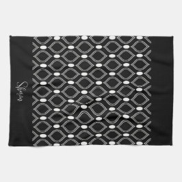 Art Deco Pearls Schwarzweiß Mit Monogramm Geschirrtuch