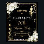 Art Deco Pearls White Blume Gatsby 20s Willkommen Poster<br><div class="desc">Personalisieren Sie dieses Vintage Art Deko Blumenmuster Great Gatsby Roaring 20s Thema Begrüßungszeichen einfach und schnell, einfach drücken Sie die Schaltfläche Bearbeiten Verwenden des Design-Tools, um den Stil und die Platzierung des Textes weiter zu ordnen und zu formatieren. Mit einem schicken Kunstwerk Deko Rahmen, Elfenbeinorchidee und Lilienblüte, glitzernde Perlen und...</div>