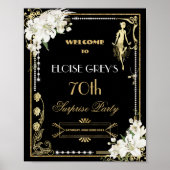 Art Deco Pearls White Blume Gatsby 20s Willkommen Poster (Vorne)