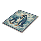 Art Deco Penguin Ice Bird Couple Snow Ocean Floral Fliese (Seite)