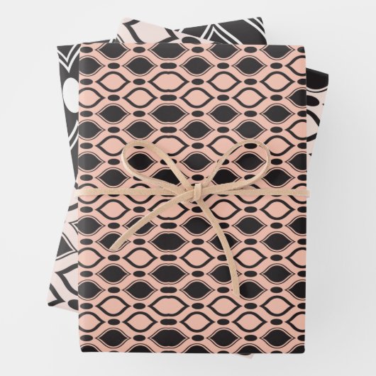 Art Deco Perlen Anthrazit und Weiß Muster Geschenkpapier Set (Beispiel)