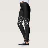 Art Deco Perlen Schwarz-Weiß Muster Leggings (Links)