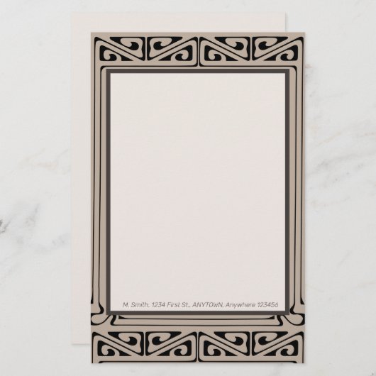 Art Deco Personalisiert Black, Brown, Creme (Vorne/Hinten)