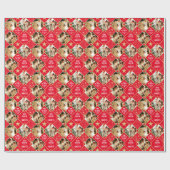 Art Deco Personalisiert Name Fotos Weihnachten Rot Geschenkpapier (Flach)