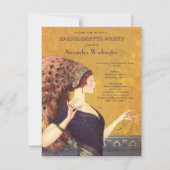 Art Deco Pfau Flapper Junggeselinnen-Abschied Einladung (Rückseite)