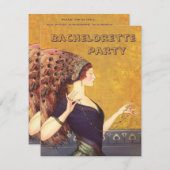 Art Deco Pfau Flapper Junggeselinnen-Abschied Einladung (Vorne/Hinten)