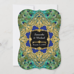 Art Deco Pfau Gold Glitter Old Hollywood Gatsby Einladung