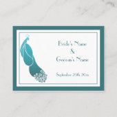 Art Deco Pfau im Aquamarinen Platzkarte Business C (Rückseite)