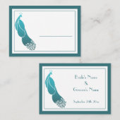 Art Deco Pfau im Aquamarinen Platzkarte Business C (Vorne/Hinten)