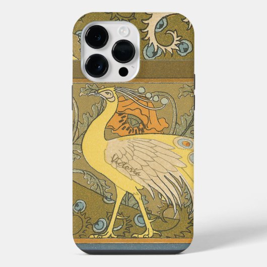 Art Deco Pfau iPhone Hülle (Rückseite)