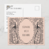 Art Deco Pfau Neue Adressenverschiebung Ankündigungspostkarte (Vorne/Hinten)