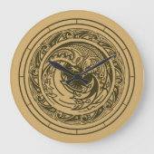 Art Deco Pfau oder Phönix Große Wanduhr (Vorderseite)
