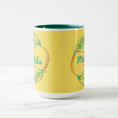 Art Deco Pfauenfeder-Monogramm-Schablone Tasse (Zentrum)
