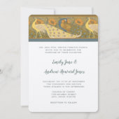 Art Deco Pfauenparade Bird Hochzeit Einladung (Vorderseite)