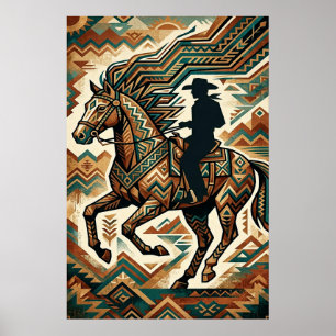 Art Deco Pferd-und-Reiter-Plakat - Geometrischer W Poster