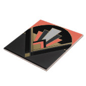 Art-Deco-Pfirsich im Lüfterstil Fliese (Seite)