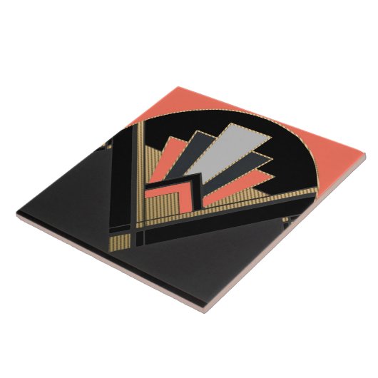 Art-Deco-Pfirsich im Lüfterstil Fliese (Seite)