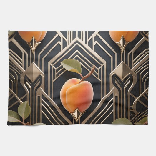 Art Deco Pfirsich-Muster Geschirrtuch (Horizontal)