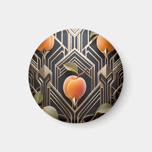 Art Deco Pfirsich-Muster Magnet (Vorne)