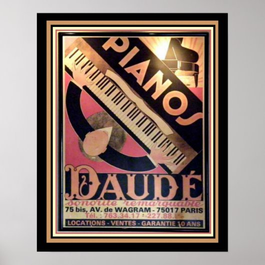 Art Deco "Pianos Daude" Poster 16 x 20 (Vorne)