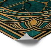 Art Deco Pine Tree Silhouette Gold Teal Cliff Post Poster (Ecke)