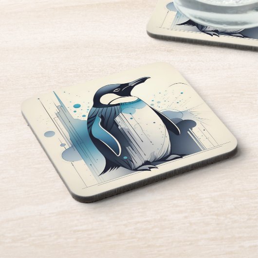 Art Deco Pinguin Hard Kunststoff Untersetzer Set (Linke Seite)