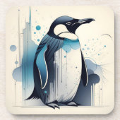 Art Deco Pinguin Hard Kunststoff Untersetzer Set (Vorderseite)