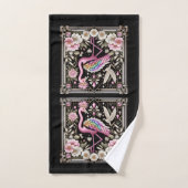Art Deco Pink and Rainbow Flamingo  Badhandtuch Set (Handtuch)