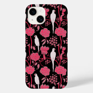 ART DECO PINK BLUME, WEISSE TEILE AUF SCHWARZ Case-Mate iPhone HÜLLE