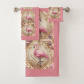 Art Deco Pink Flamingo  Badhandtuch Set (Insitu)