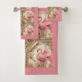 Art Deco Pink Flamingo  Badhandtuch Set (Insitu)