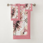 Art Deco Pink Flamingo  Badhandtuch Set (Insitu)