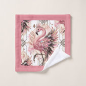 Art Deco Pink Flamingo  Badhandtuch Set (Waschlappen)