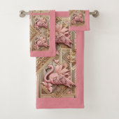Art Deco Pink Flamingo  Badhandtuch Set (Insitu)