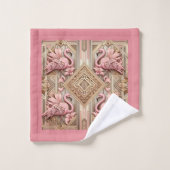 Art Deco Pink Flamingo  Badhandtuch Set (Waschlappen)