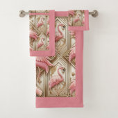 Art Deco Pink Flamingo  Badhandtuch Set (Insitu)