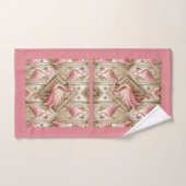 Art Deco Pink Flamingo  Badhandtuch Set (Handtuch)